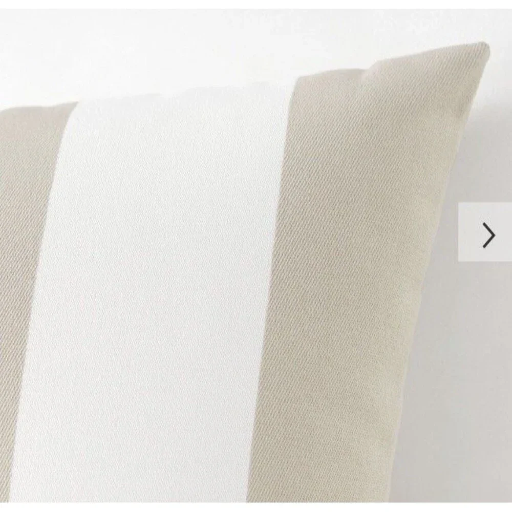 Pottery Barn Classic Striped Outdoor Pillow Brown Cream 20 X 20